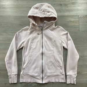 Lululemon Scuba Full Zip Hoodie Light Pink Size 10 Thumbhole Athletic Sweatshirt